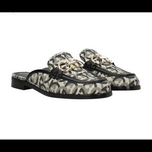 Salvatore Ferragamo Gancini Print Jacquard Mules